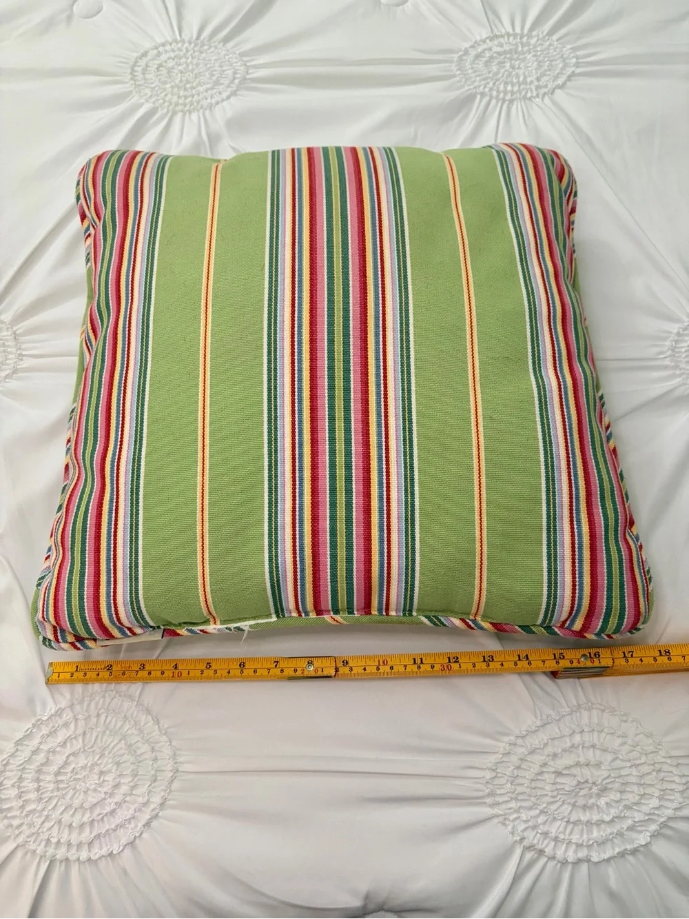 Pottery Barn Green Multi Color Stripe Colorful Spring Accent Pillow 18 x 18